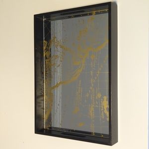 Black tray with mirrored map insert